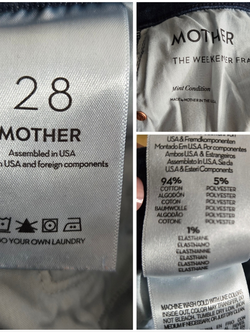 Mother The Weekender Fray Size 28 Mint Condition Dark Stretch Denim Flare - Picture 14 of 15